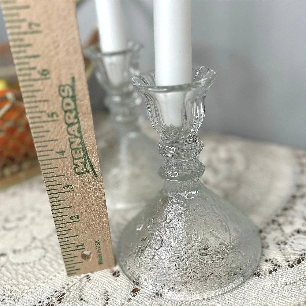 2x Mid Century Pressed Glass Candle Holders‎ by Pavel Pánek Czechoslovakia